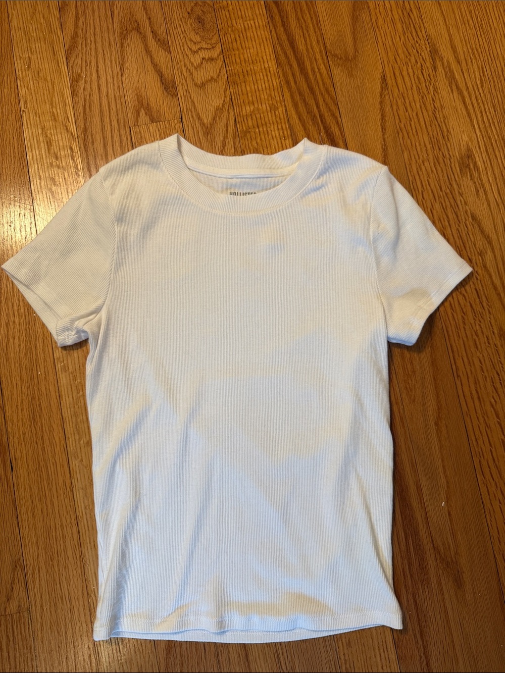 Hollister Girls White Ribbed Short Sleeve Tee